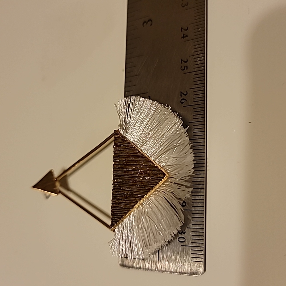 Charming Charlie Gold and White Tassel Earrings - Picture 3 of 5
